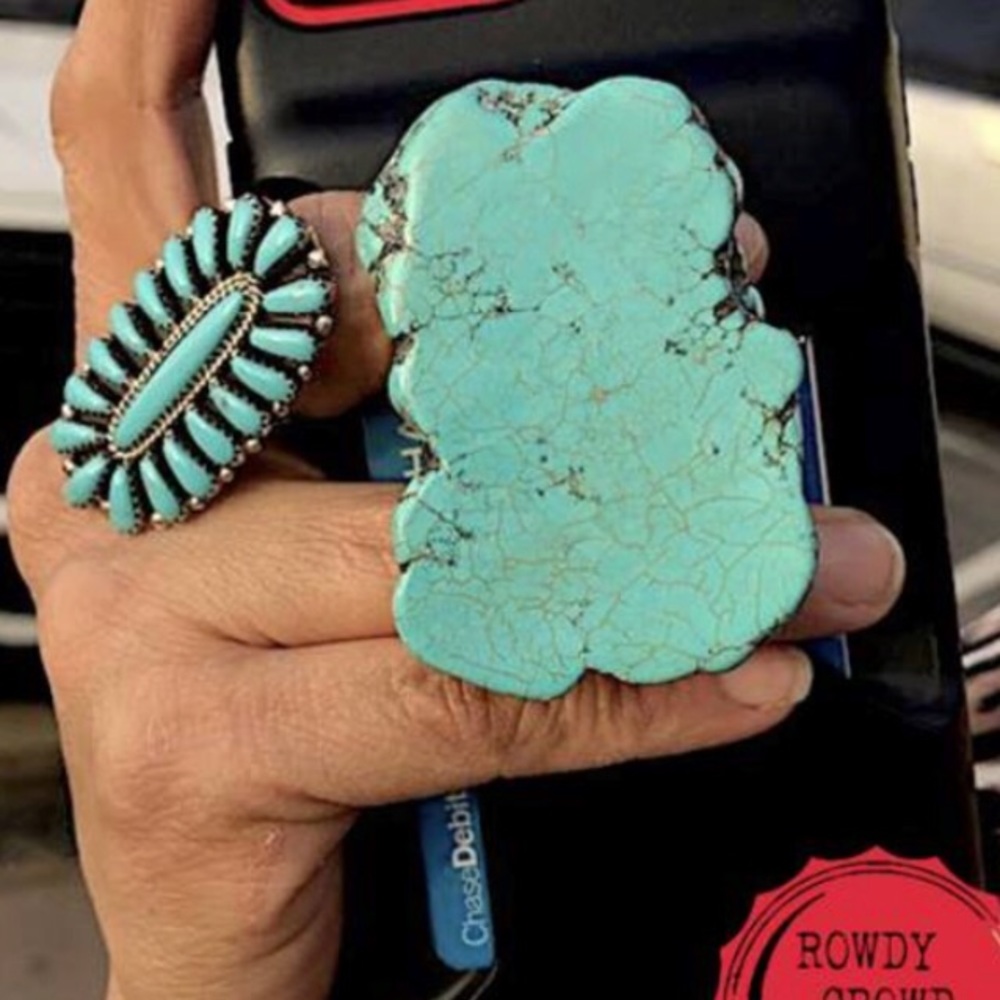 Turquoise slab pop socket